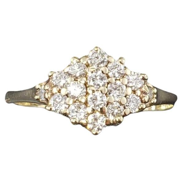 14 Karat Yellow Gold and Diamond Ring Size 7.5 #16351 For Sale