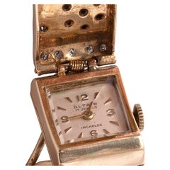 14 Karat Yellow Gold and Diamond Ring Watch, circa 1920