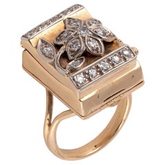 14 Karat Yellow Gold and Diamond Ring Watch, circa 1920