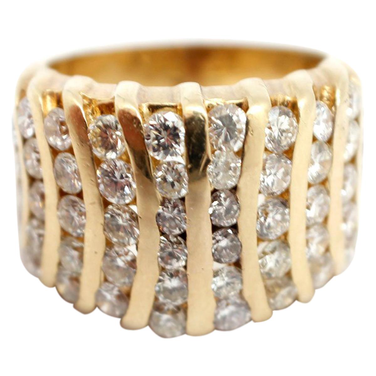 14 Karat Yellow Gold and Diamond Row Band with 2.00 Carat