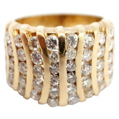 14 Karat Yellow Gold and Diamond Row Band with 2.00 Carat