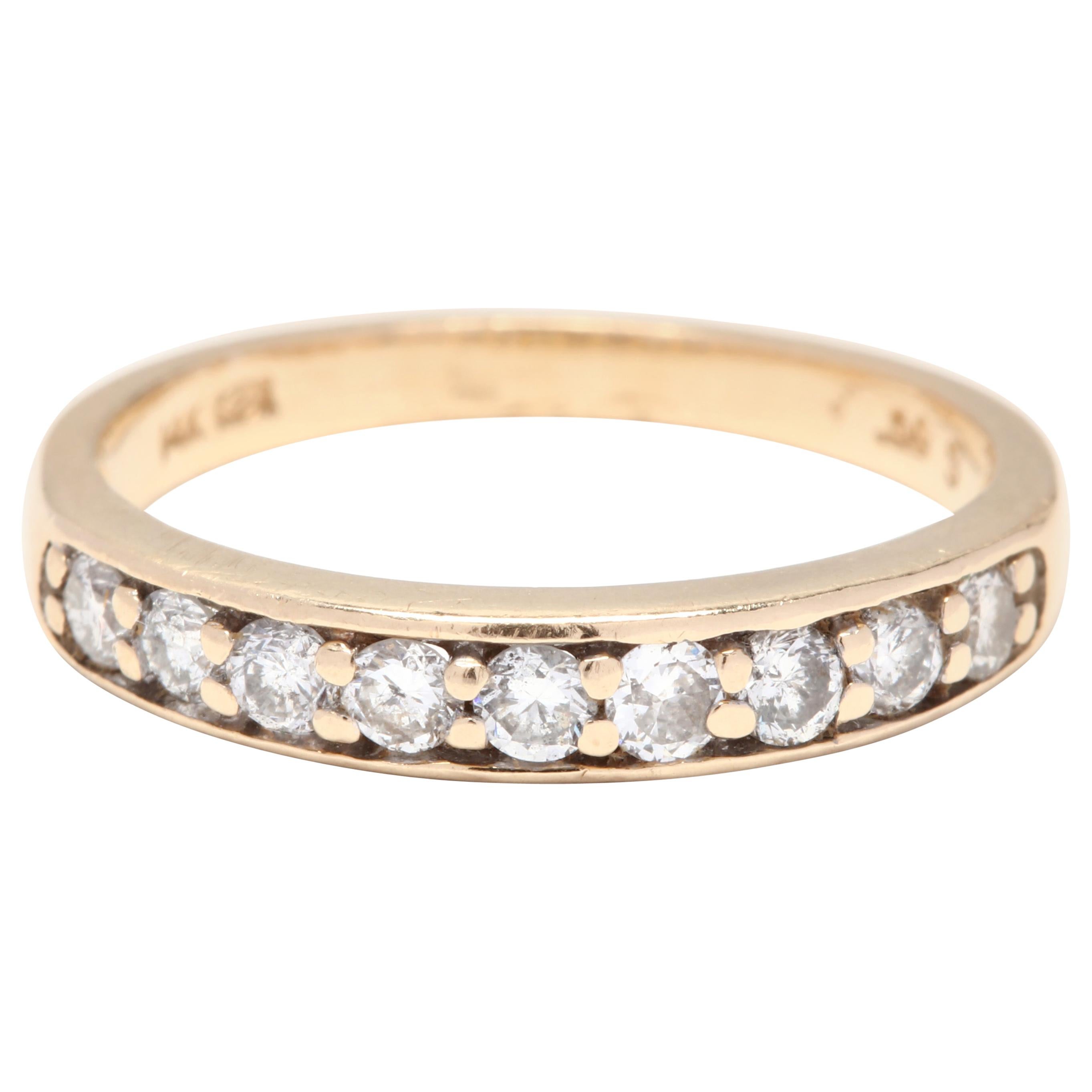 14 Karat Yellow Gold and Diamond Stackable Wedding Band Ring