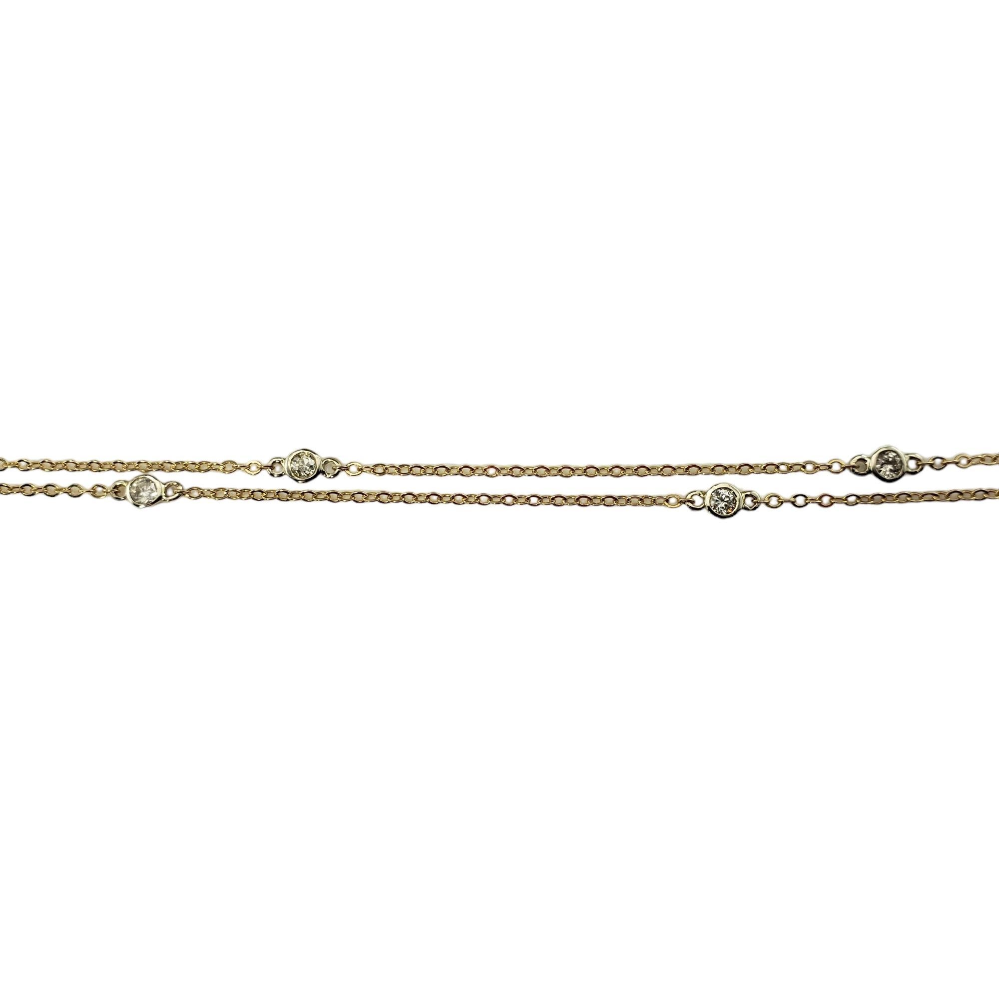 14 Karat Yellow Gold and Diamond Station Necklace #15356 In Good Condition For Sale In Washington Depot, CT