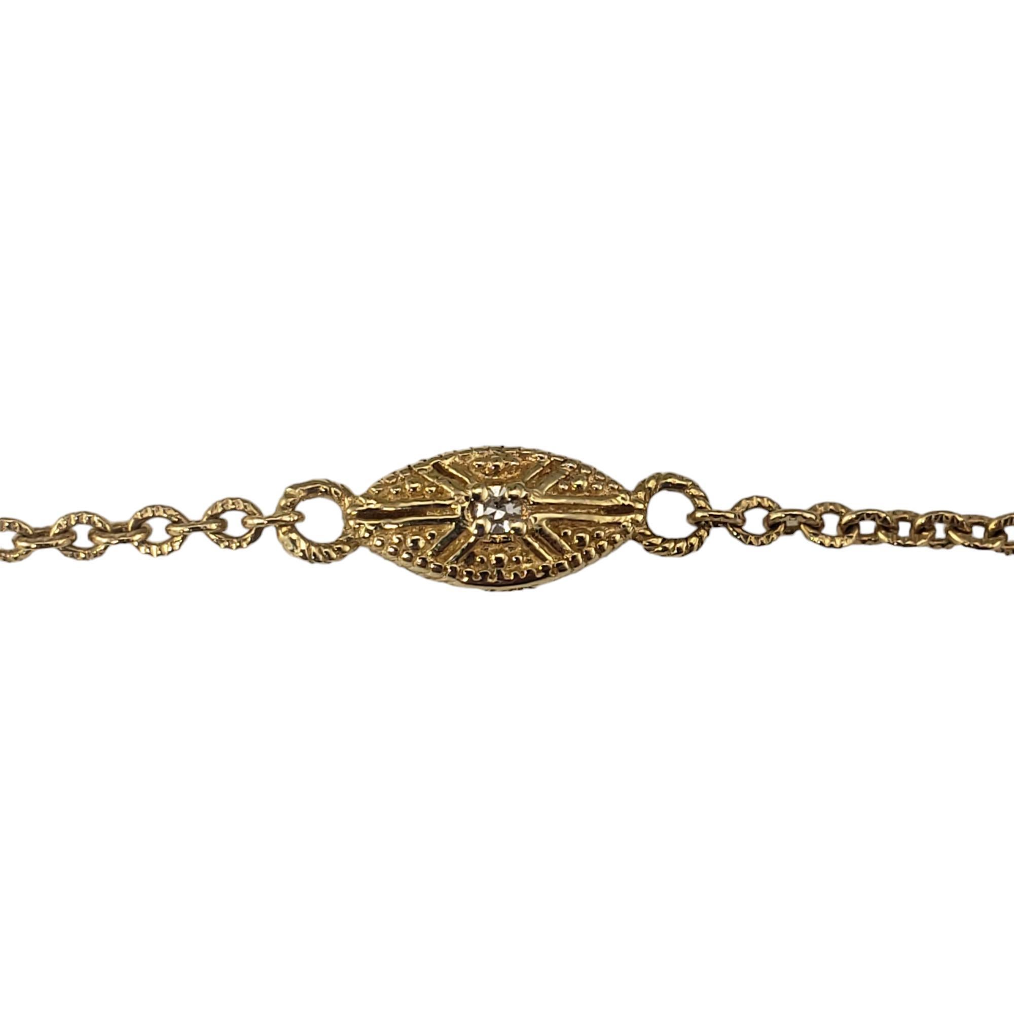 Single Cut 14 Karat Yellow Gold and Diamond Station Necklace #17688 For Sale