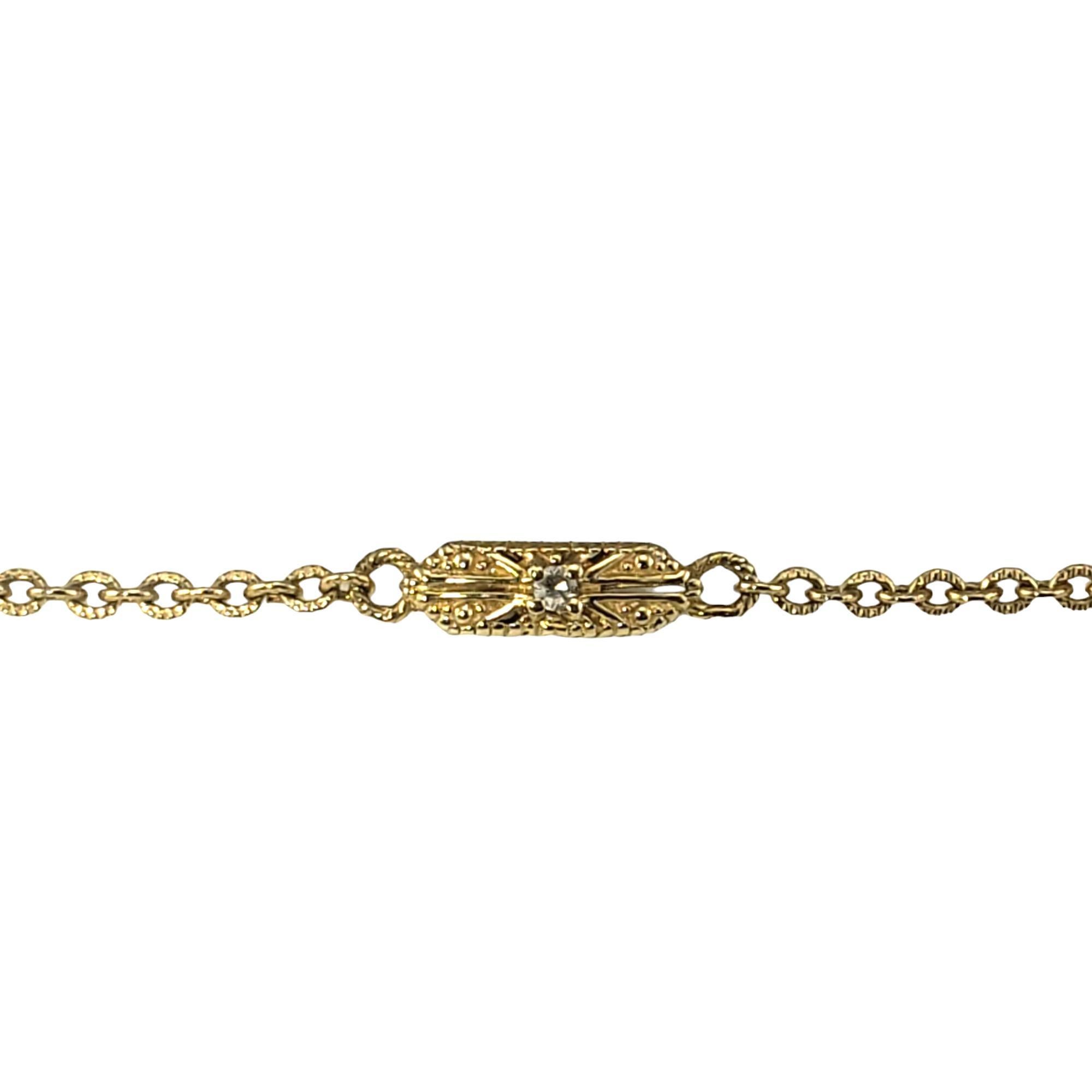 14 Karat Yellow Gold and Diamond Station Necklace #17688 In Good Condition For Sale In Washington Depot, CT