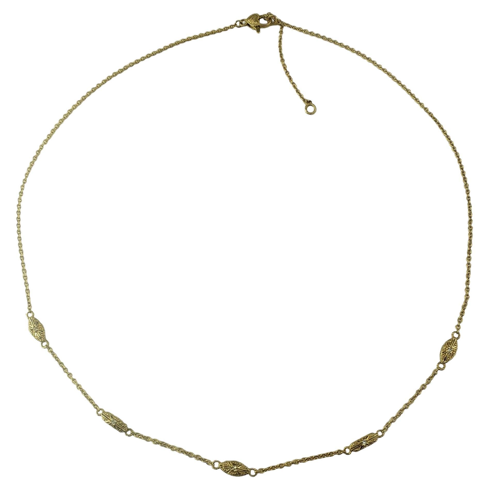 14 Karat Yellow Gold and Diamond Station Necklace #17688