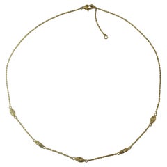 14 Karat Yellow Gold and Diamond Station Necklace #17688