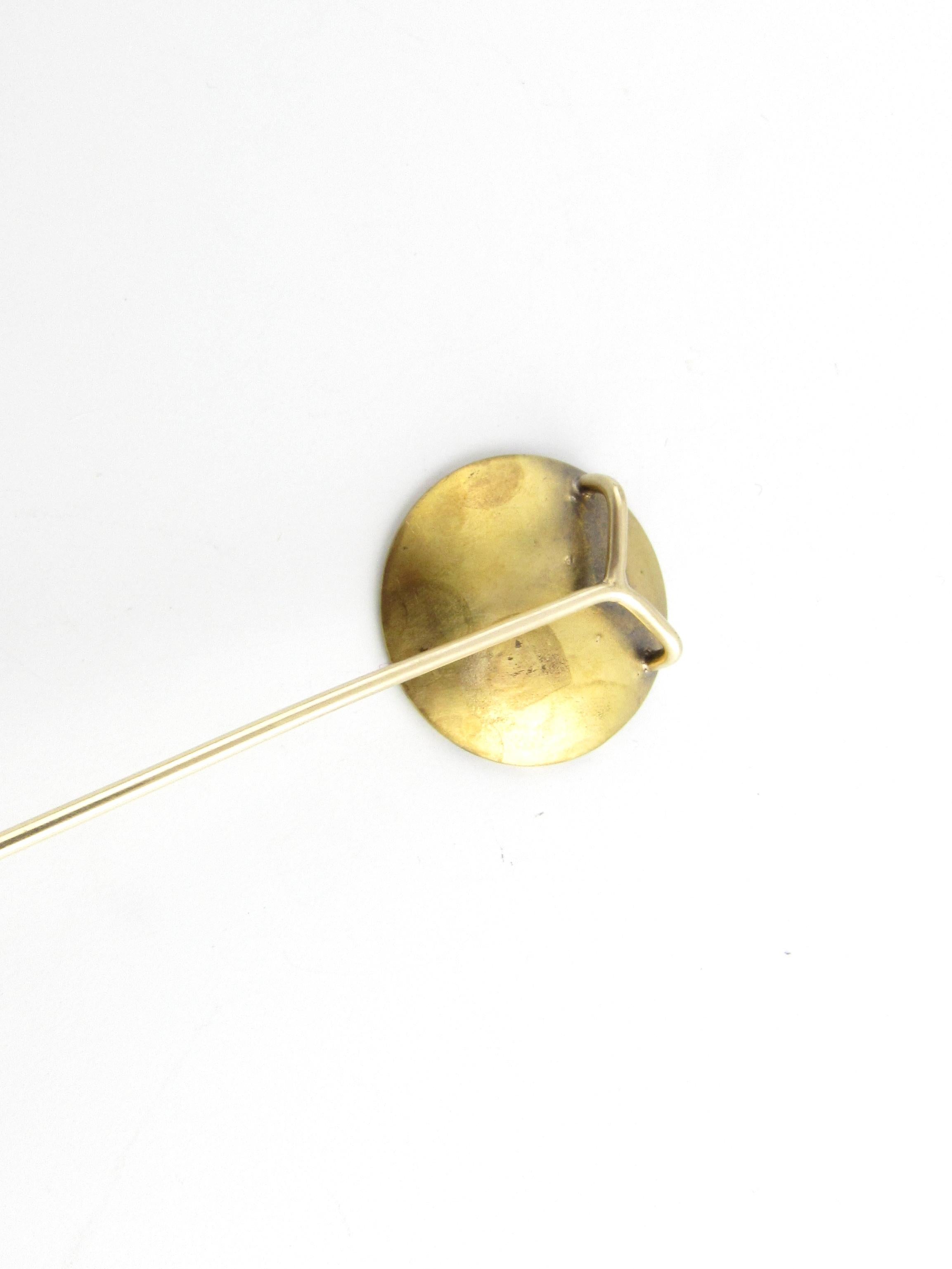 14 Karat Yellow Gold and Diamond Stick Pin 1