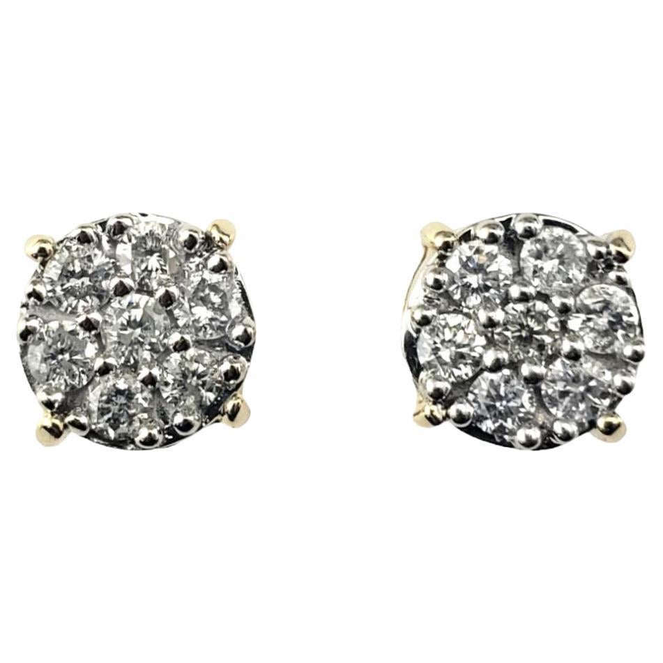 Clous d'oreilles en or jaune 14 carats et diamants #17578 en vente
