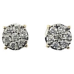 14 Karat Yellow Gold and Diamond Stud Earrings #17578