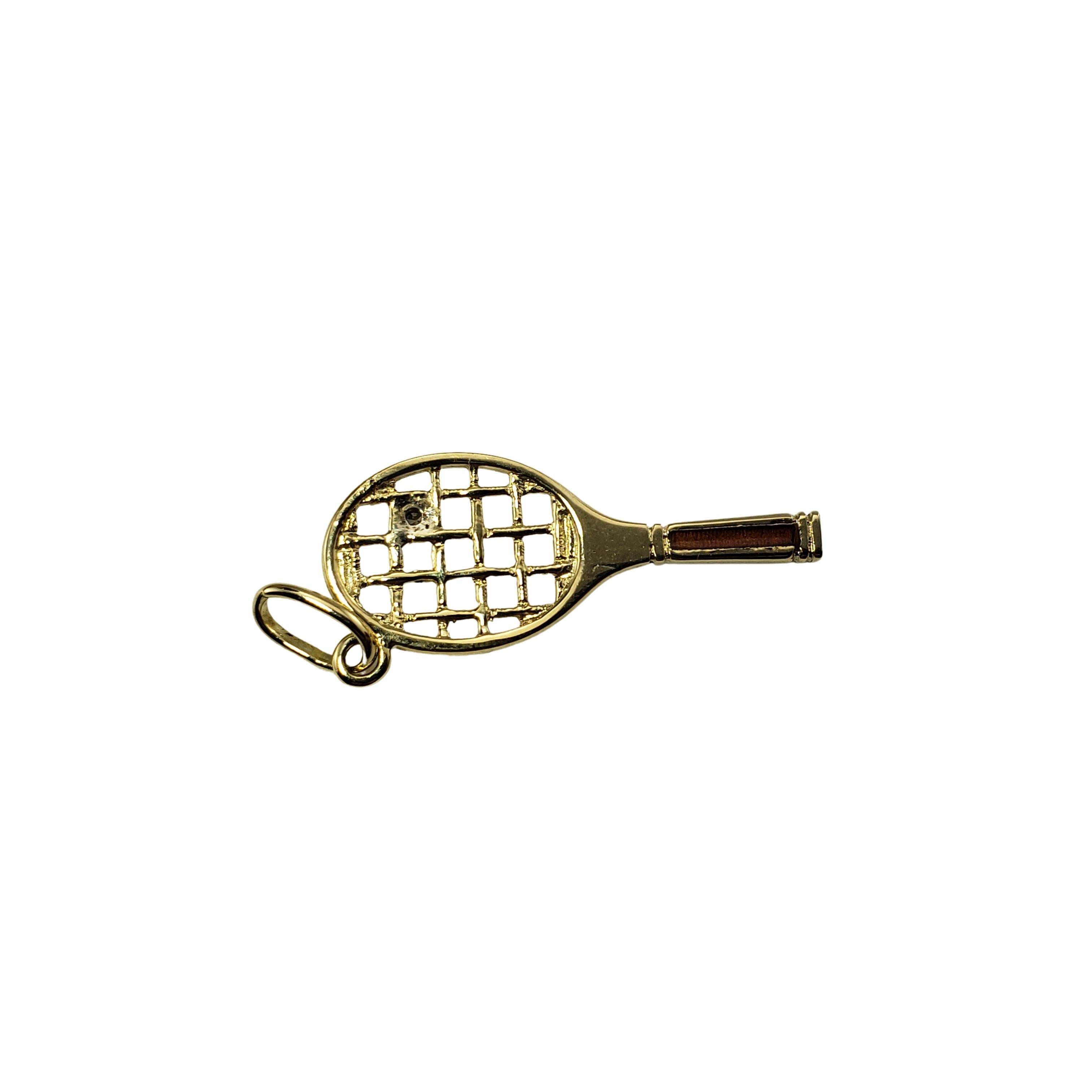 14 Karat Yellow Gold and Diamond Tennis Racket Charm In Good Condition In Washington Depot, CT