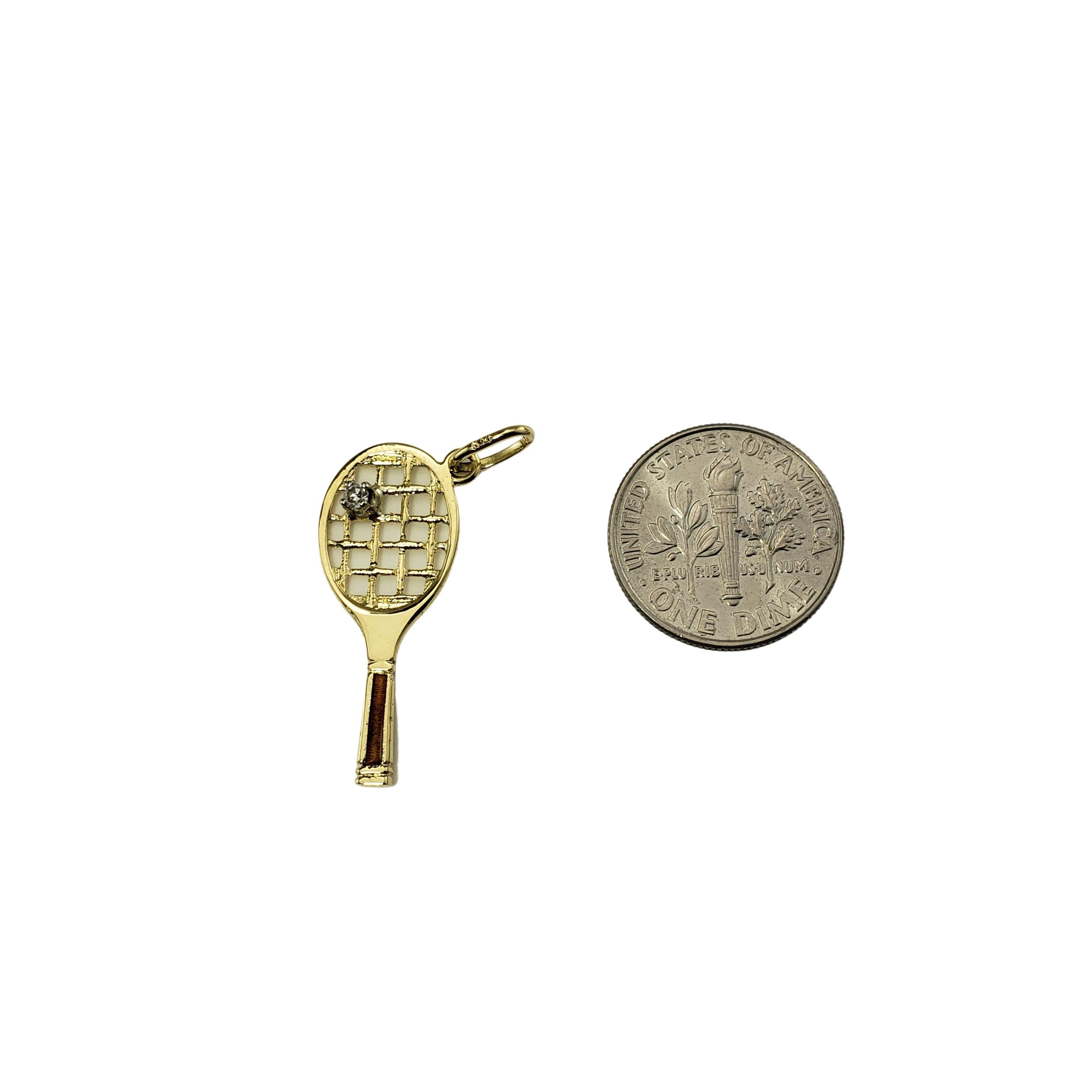 Women's 14 Karat Yellow Gold and Diamond Tennis Racket Charm