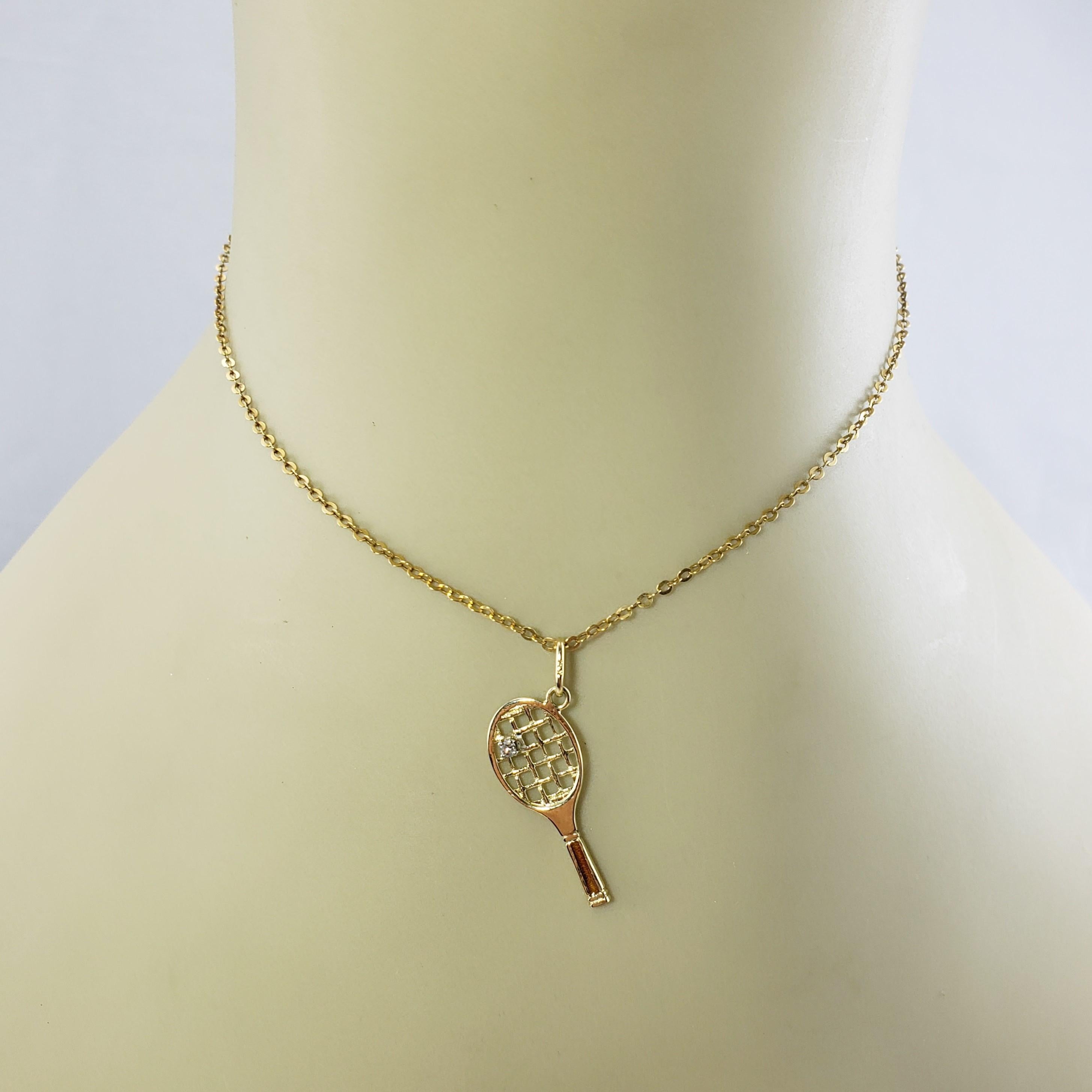 14 Karat Yellow Gold and Diamond Tennis Racket Charm 2