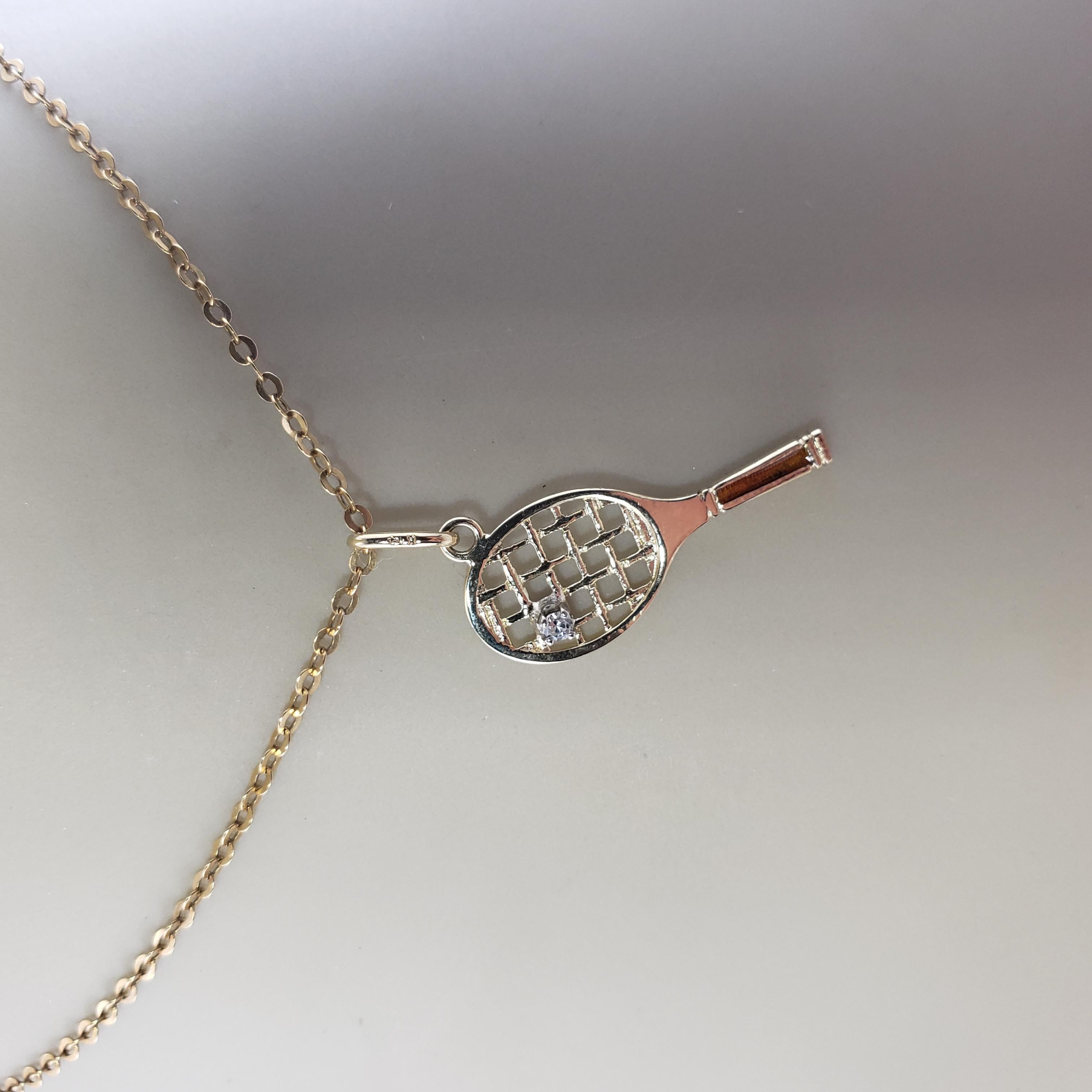 14 Karat Yellow Gold and Diamond Tennis Racket Charm 3