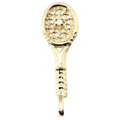 14 Karat Yellow Gold and Diamond Tennis Racket Charm