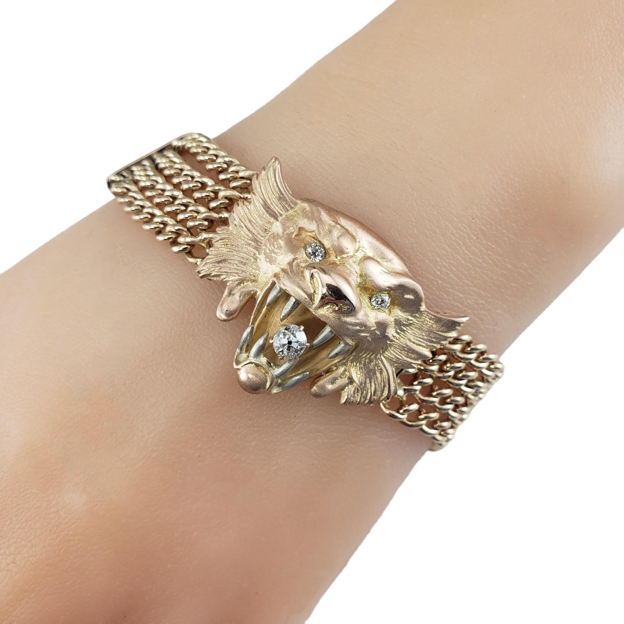 14 Karat Yellow Gold and Diamond Tiger Bracelet #16106 For Sale 3