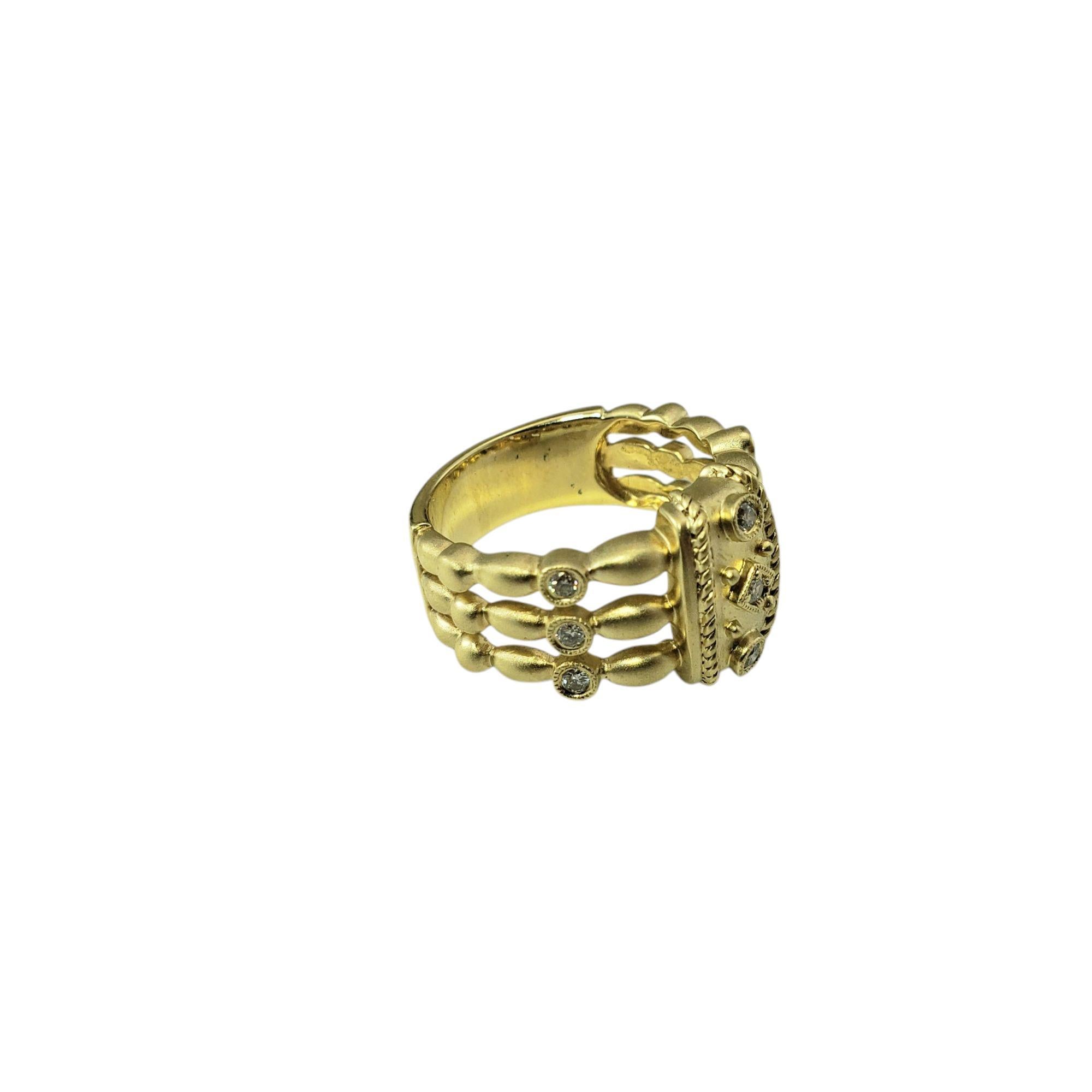 14 Karat Yellow Gold and Diamond Triple Band Ring Size 6.75 #21382 In Good Condition For Sale In Washington Depot, CT