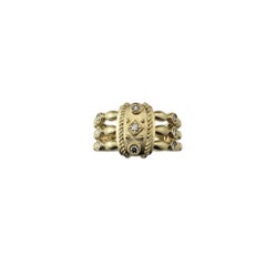 14 Karat Yellow Gold and Diamond Triple Band Ring Size 6.75 #21382