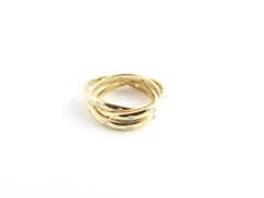 14 Karat Yellow Gold and Diamond Triple Band Rolling Ring