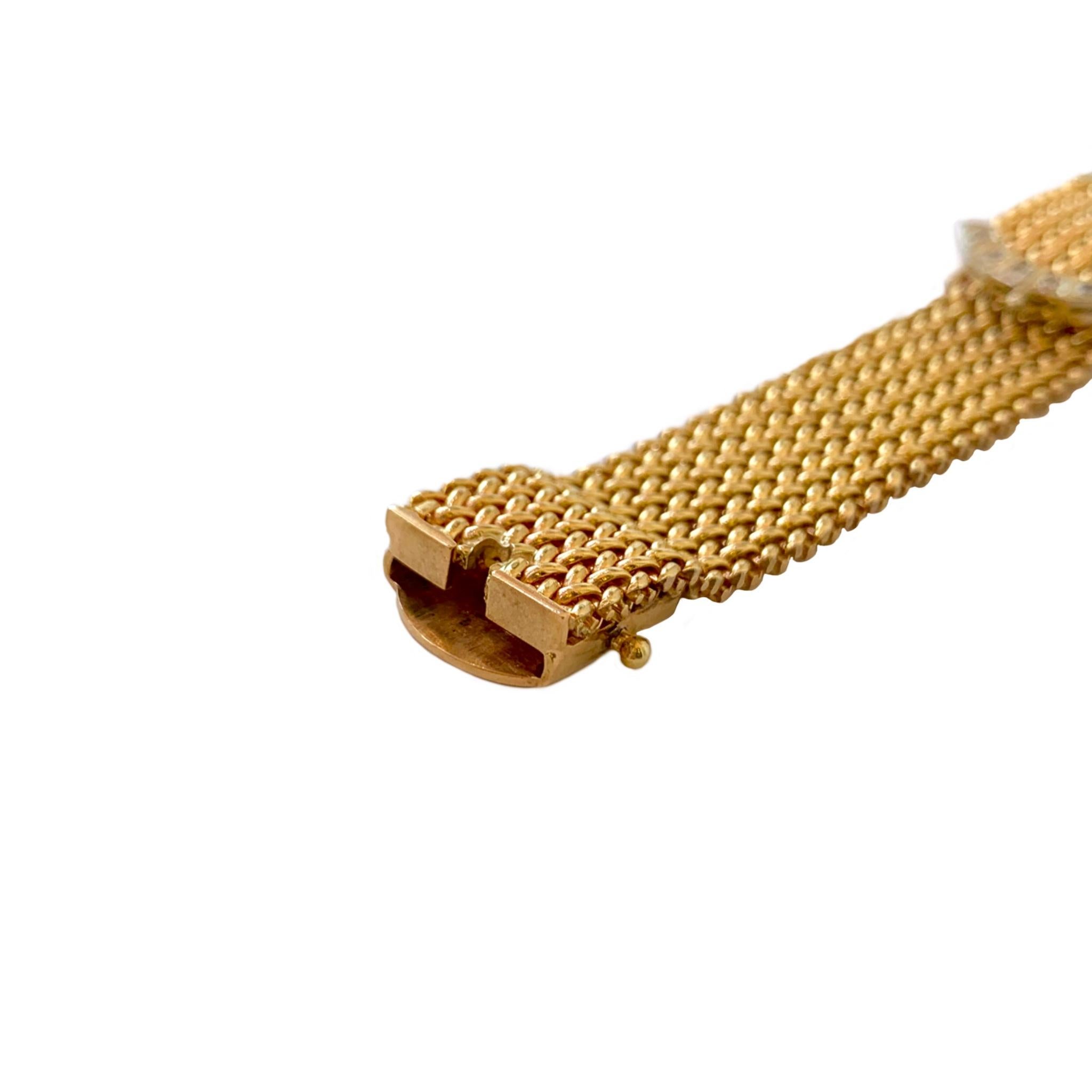 Hamilton 14 Karat Yellow Gold and Diamond Vintage Bracelet Watch For Sale 4