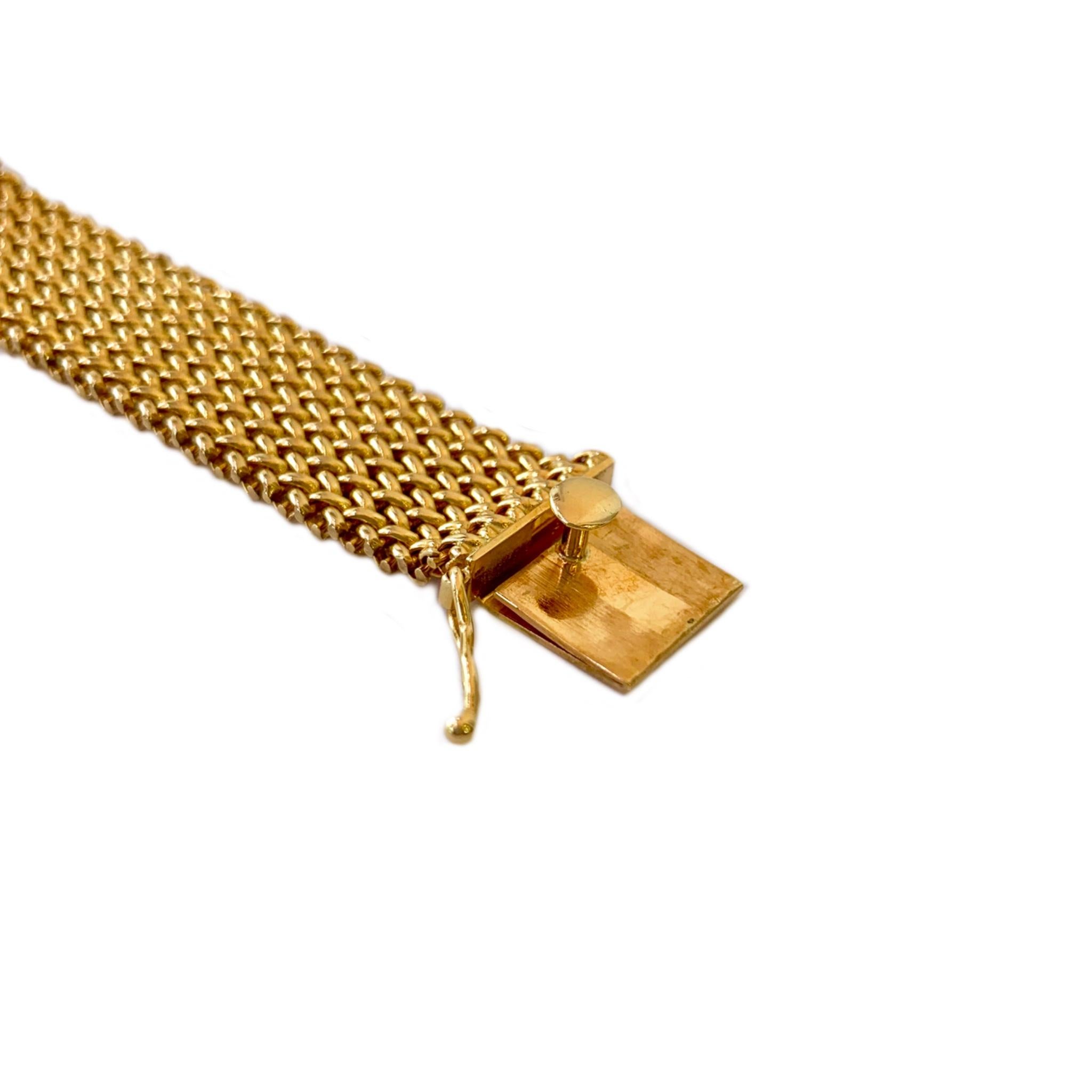 Hamilton 14 Karat Yellow Gold and Diamond Vintage Bracelet Watch For Sale 5