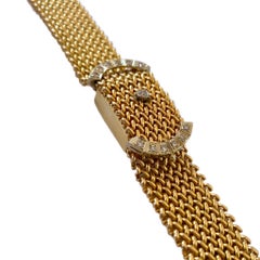 Hamilton 14 Karat Yellow Gold and Diamond Vintage Bracelet Watch