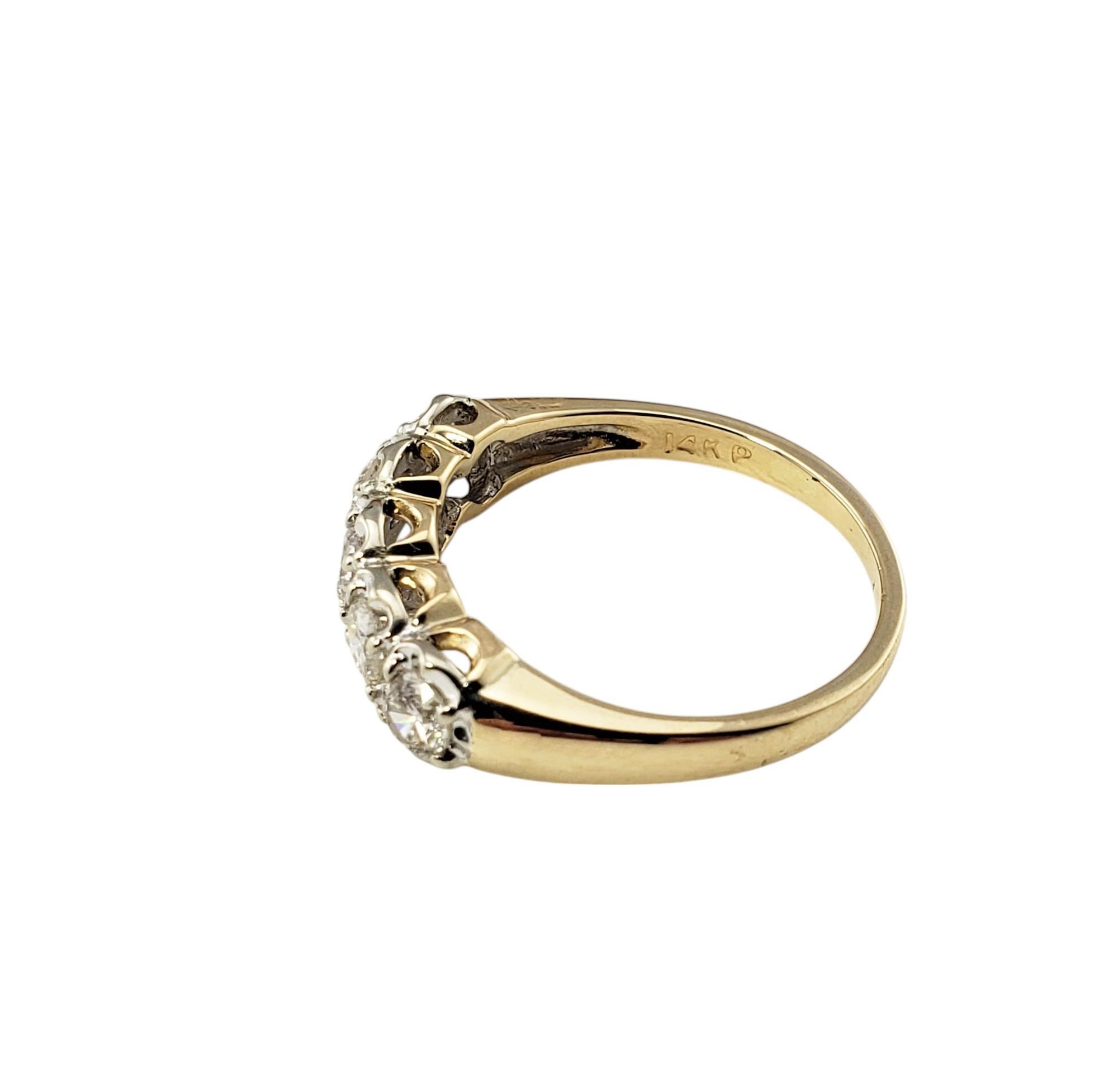 Contemporain Anneau d'anniversaire de mariage en or jaune 14 carats et diamants taille 6,5 n° 19954 en vente