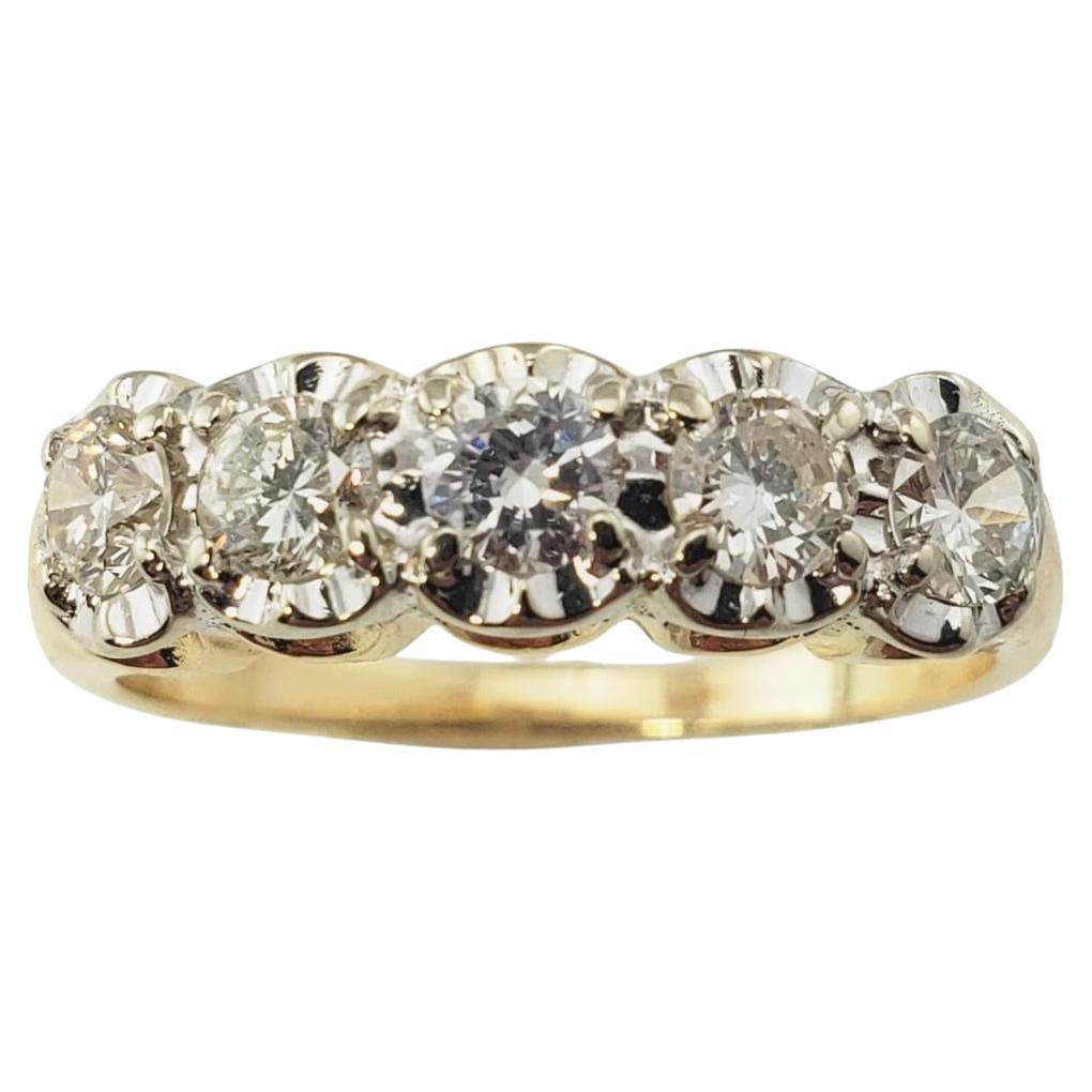 Anillo de Aniversario de Boda de Oro Amarillo de 14 Kilates y Diamantes Tamaño 6.5 #19954