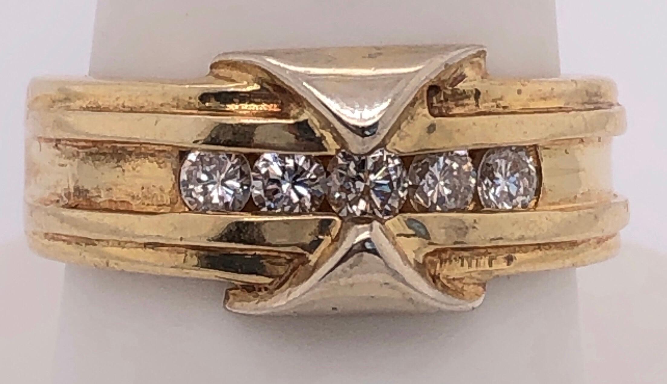 14 Karat Yellow Gold And Diamond Wedding Band Bridal Ring Contemporary 
0.50 total diamond weight.
Size 8.75
8 grams total weight.