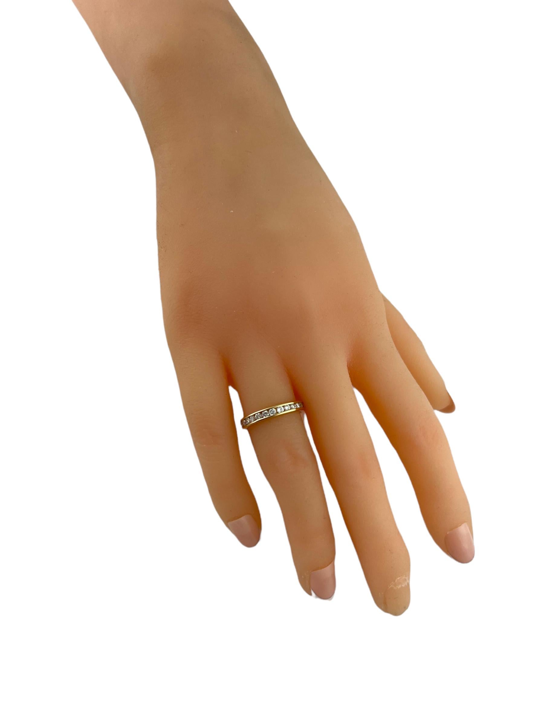 14 Karat Yellow Gold and Diamond Wedding Band Ring For Sale 1
