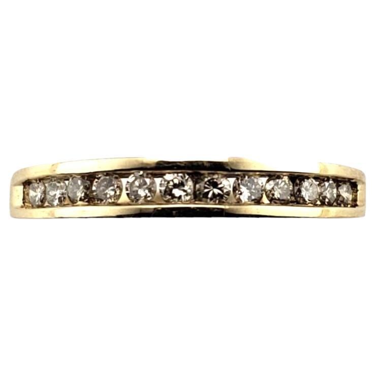 14 Karat Yellow Gold and Diamond Wedding Band Ring Size 6.75