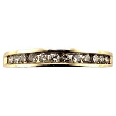 14 Karat Yellow Gold and Diamond Wedding Band Ring Size 6.5