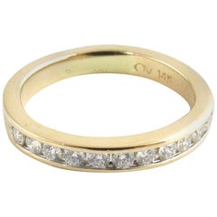 Vintage 14 Karat Yellow Gold and Diamond Wedding Band