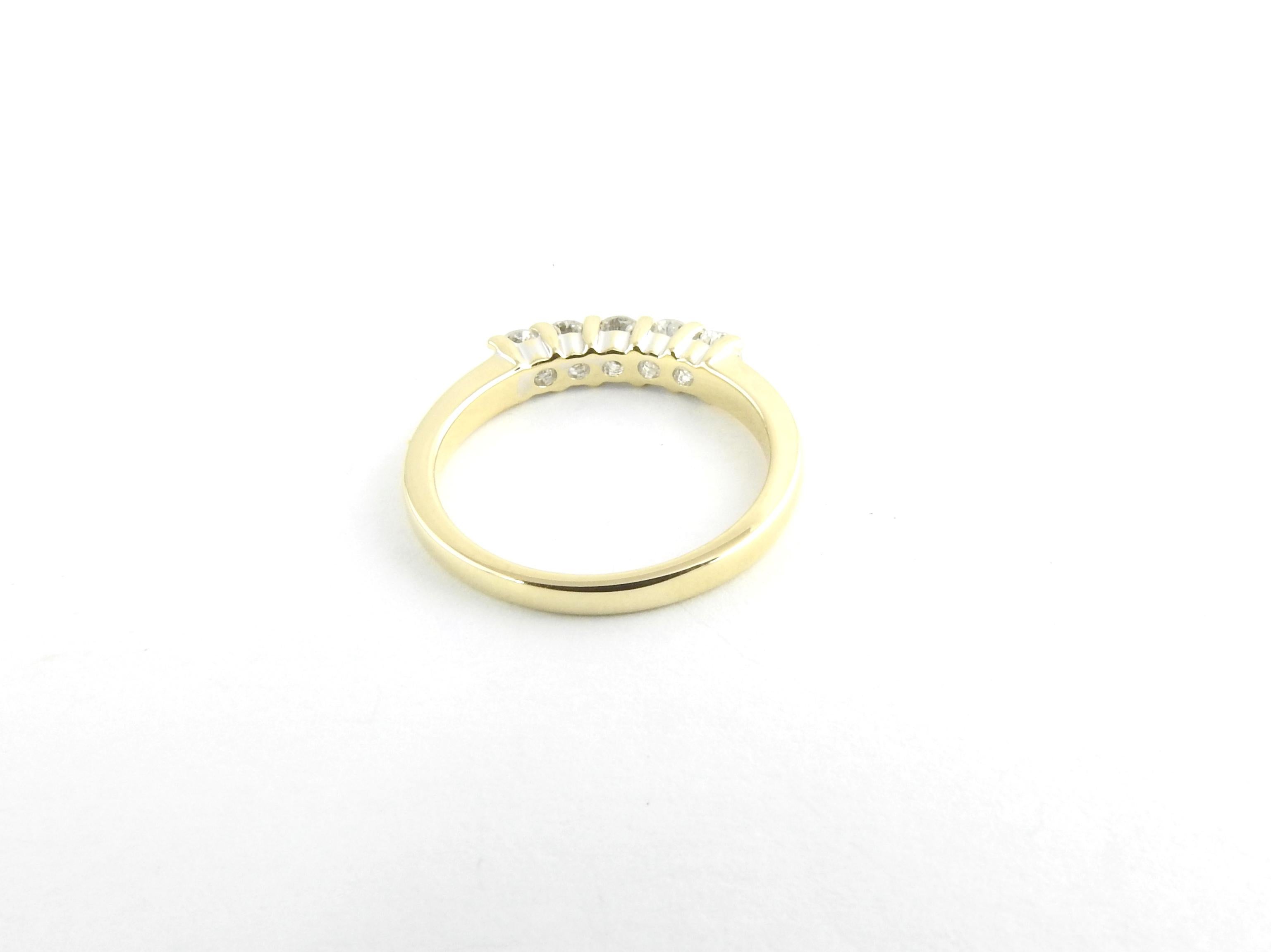 Round Cut 14 Karat Yellow Gold and Diamond Wedding Band