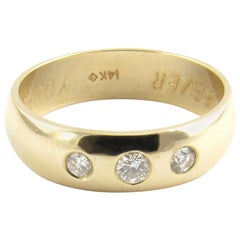 14 Karat Yellow Gold and Diamond Wedding Band