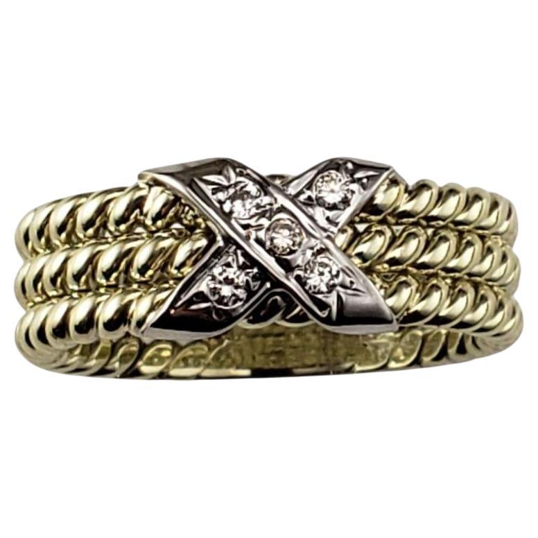 Bague "X" en or jaune 14 carats et diamants Taille 7.75 #21979