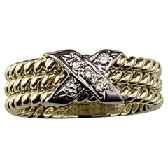 Bague "X" en or jaune 14 carats et diamants Taille 7.75 #21979