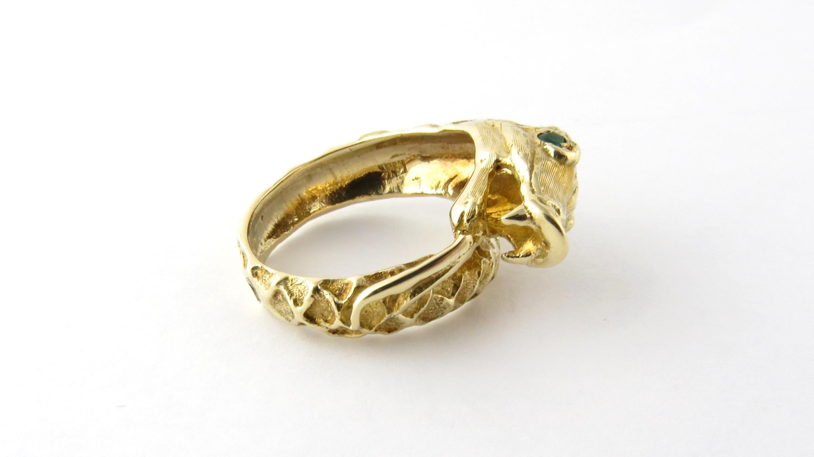 Women's 14 Karat Yellow Gold and Emerald Snake Ring