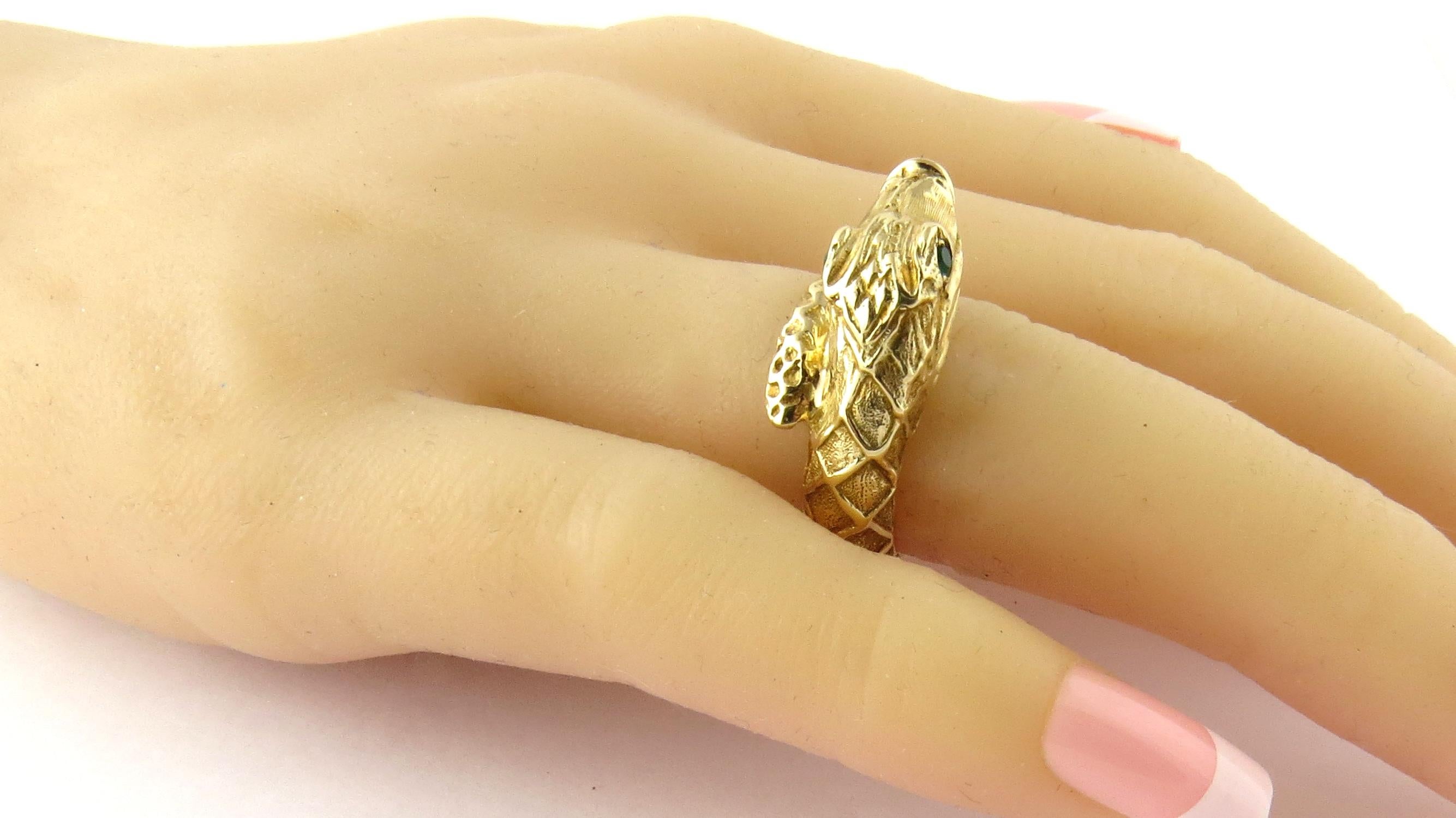 14 Karat Yellow Gold and Emerald Snake Ring 3