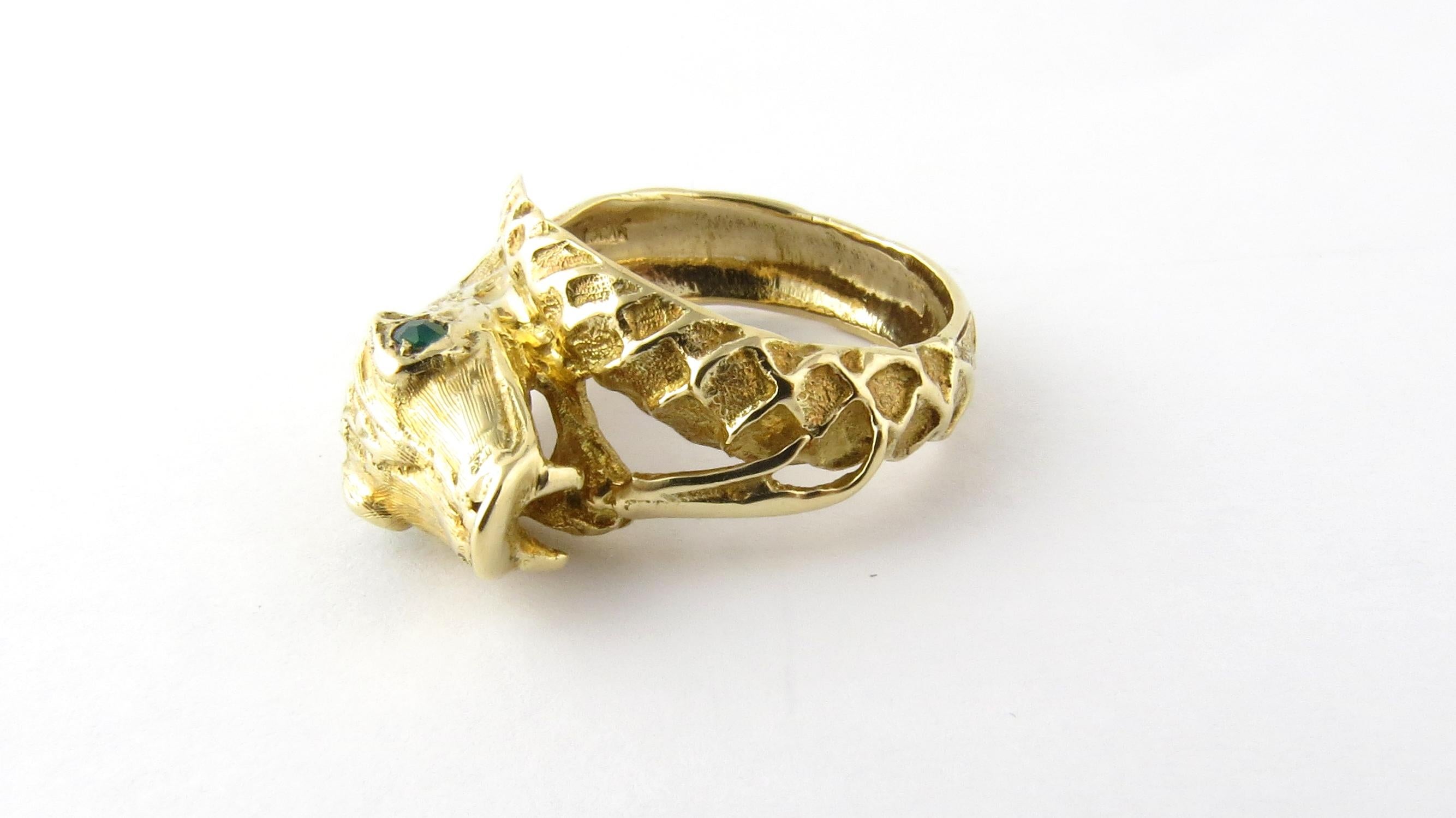 14 Karat Yellow Gold and Emerald Snake Ring 4
