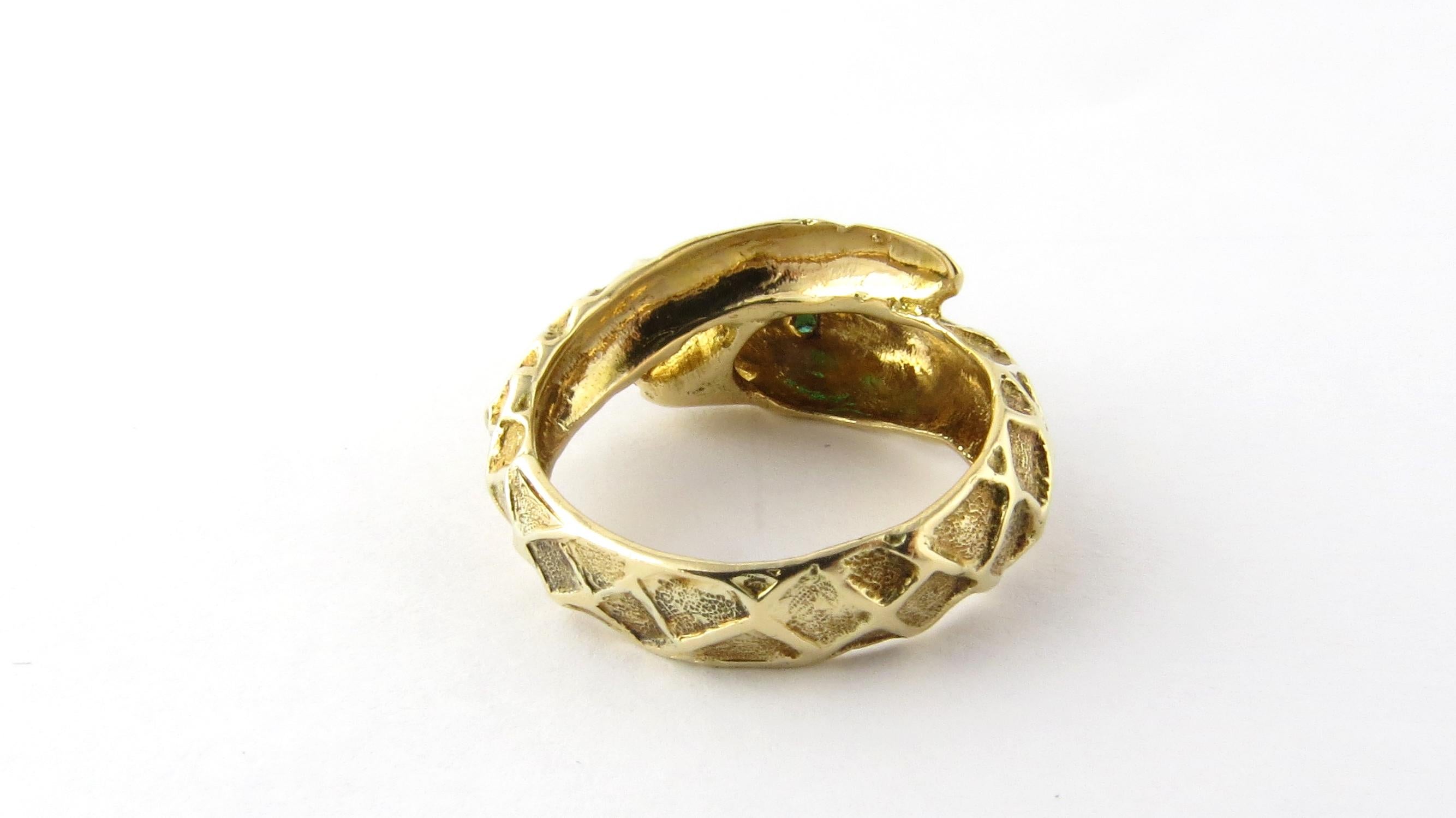 14 Karat Yellow Gold and Emerald Snake Ring 5