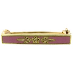 14 Karat Yellow Gold and Enamel Baby Pin / Brooch