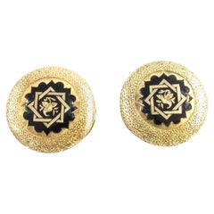 14 Karat Yellow Gold and Enamel Button Covers