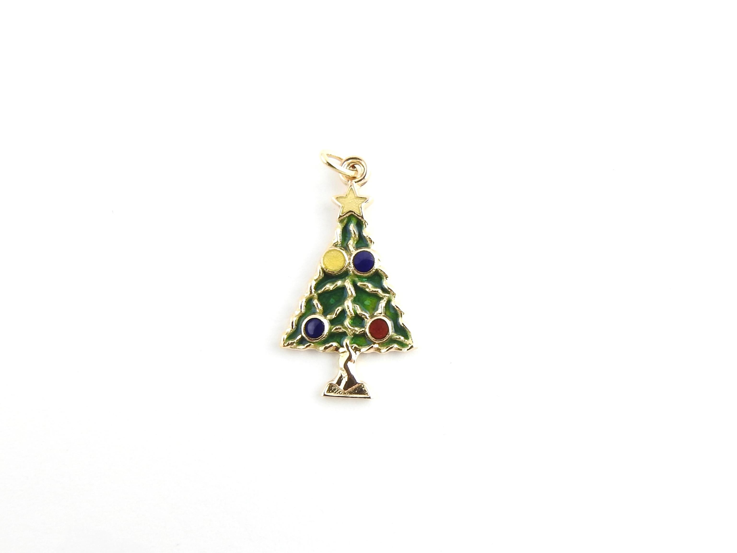 14 Karat Yellow Gold and Enamel Christmas Tree Charm 2