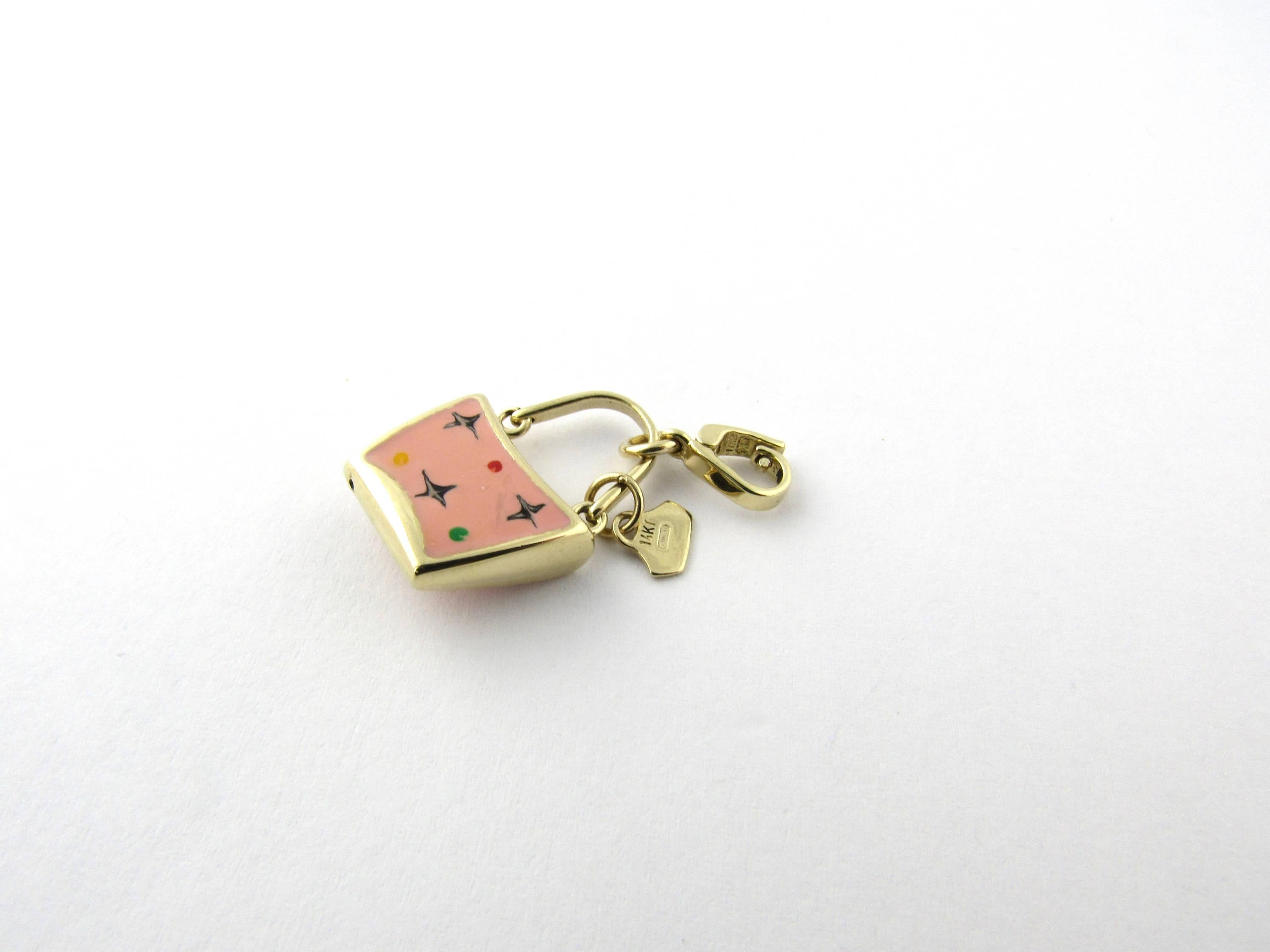 14 Karat Yellow Gold and Enamel Handbag Charm 1