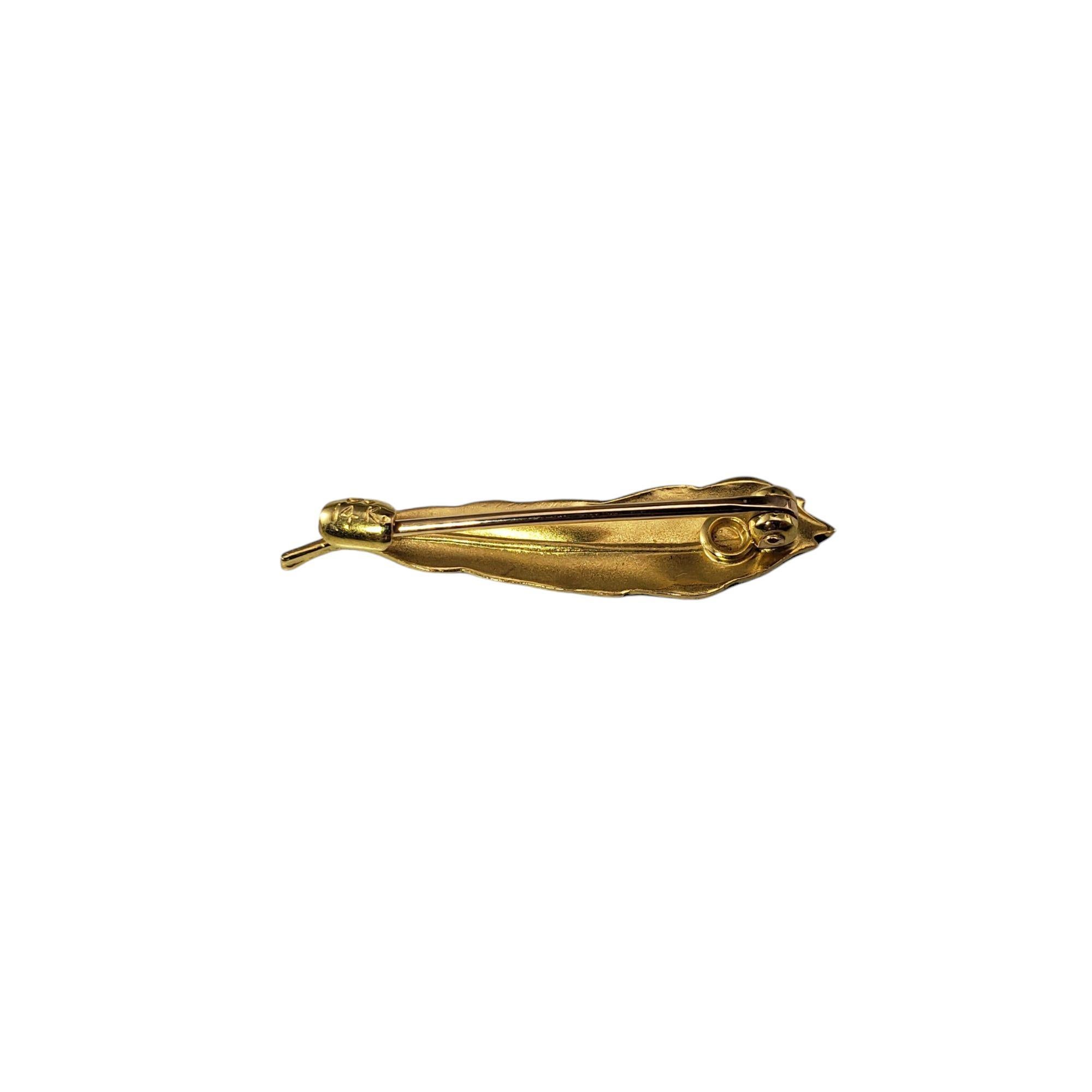 Women's 14 Karat Yellow Gold and Enamel Peacock Feather Pin #21125 For Sale