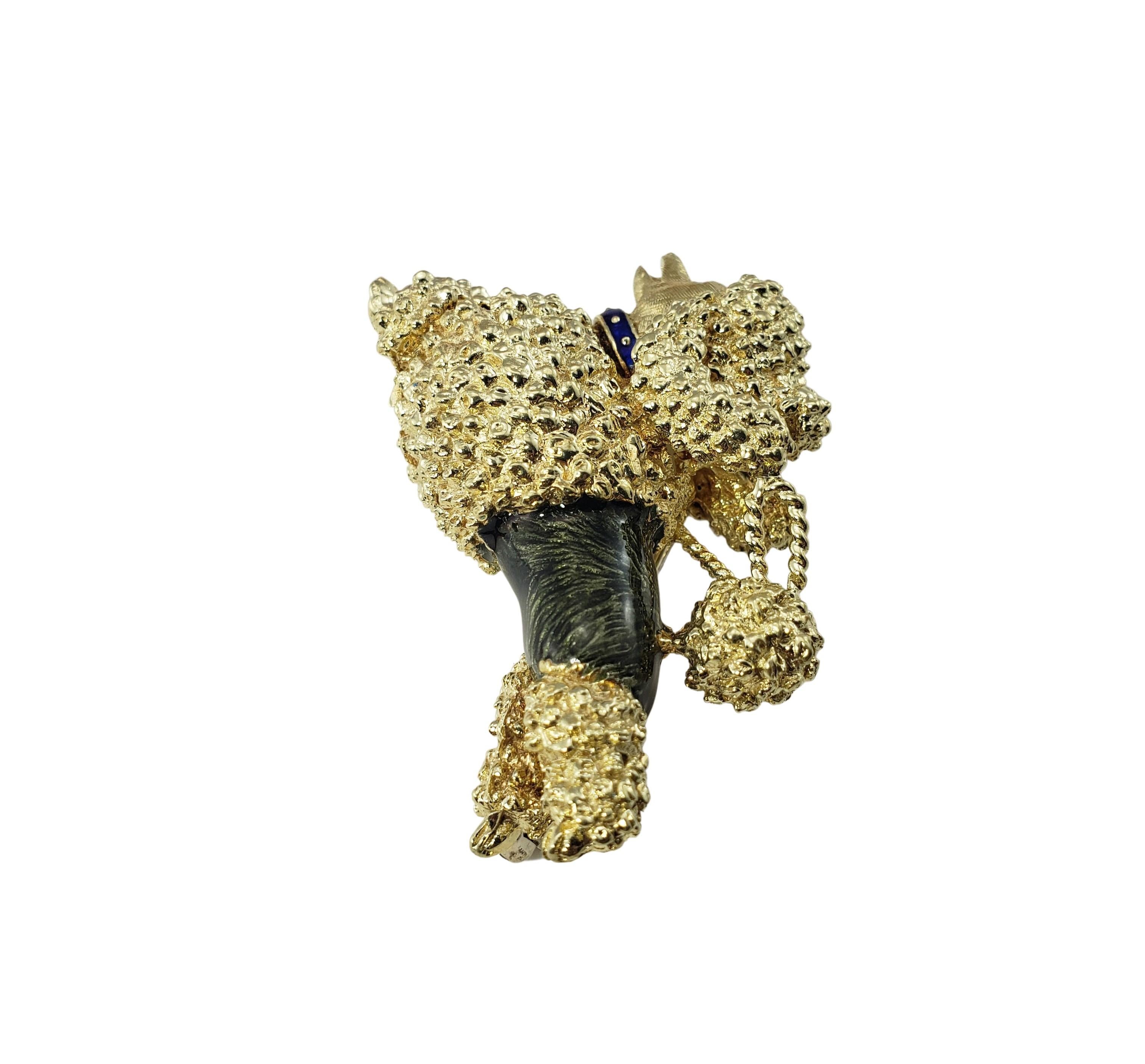 14 Karat Yellow Gold and Enamel Poodle Brooch/Pin In Good Condition In Washington Depot, CT