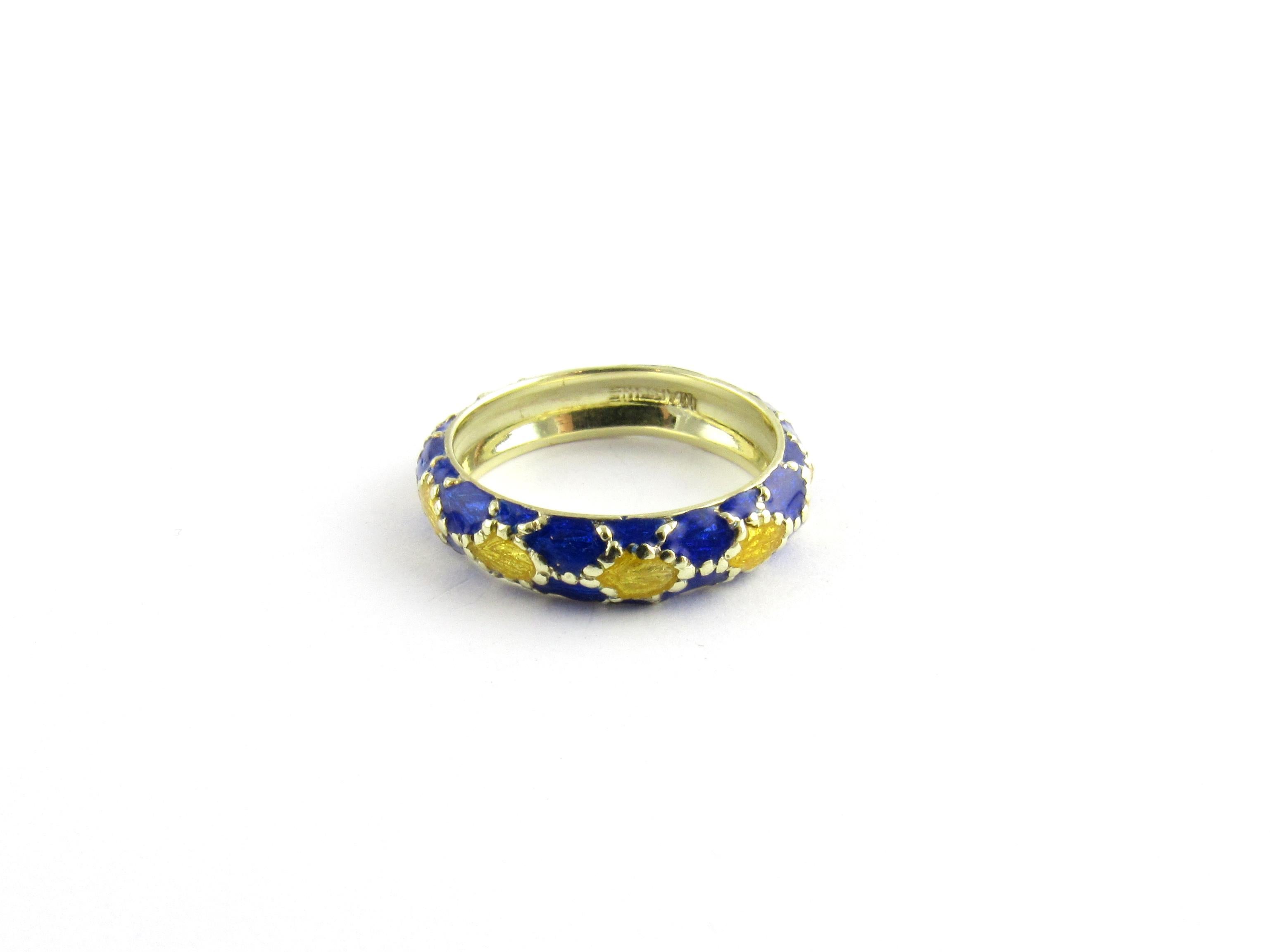 Women's 14 Karat Yellow Gold and Enamel Ring