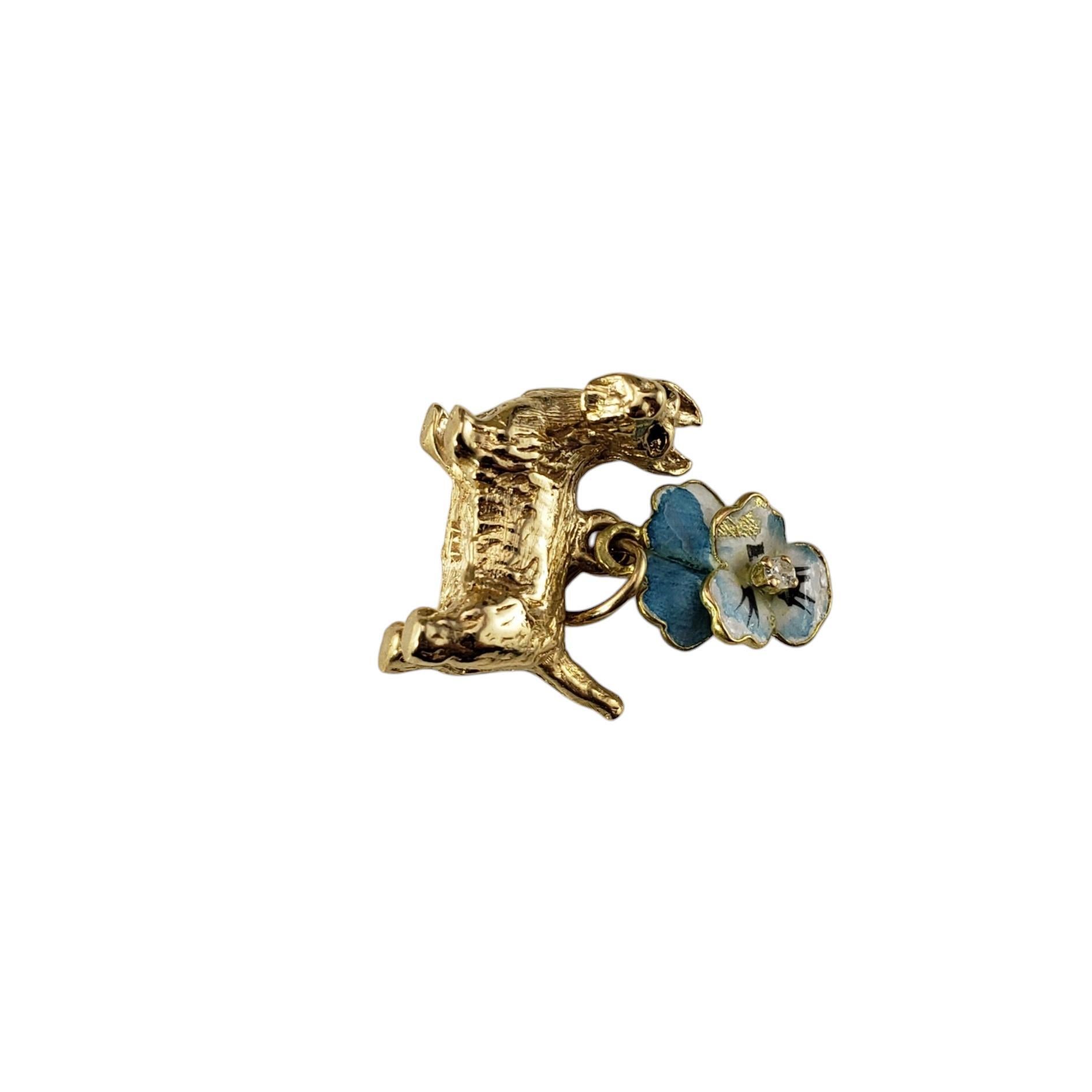 Taglio singolo Charm con cane Scottie in oro giallo 14 carati e smalto #20022 in vendita