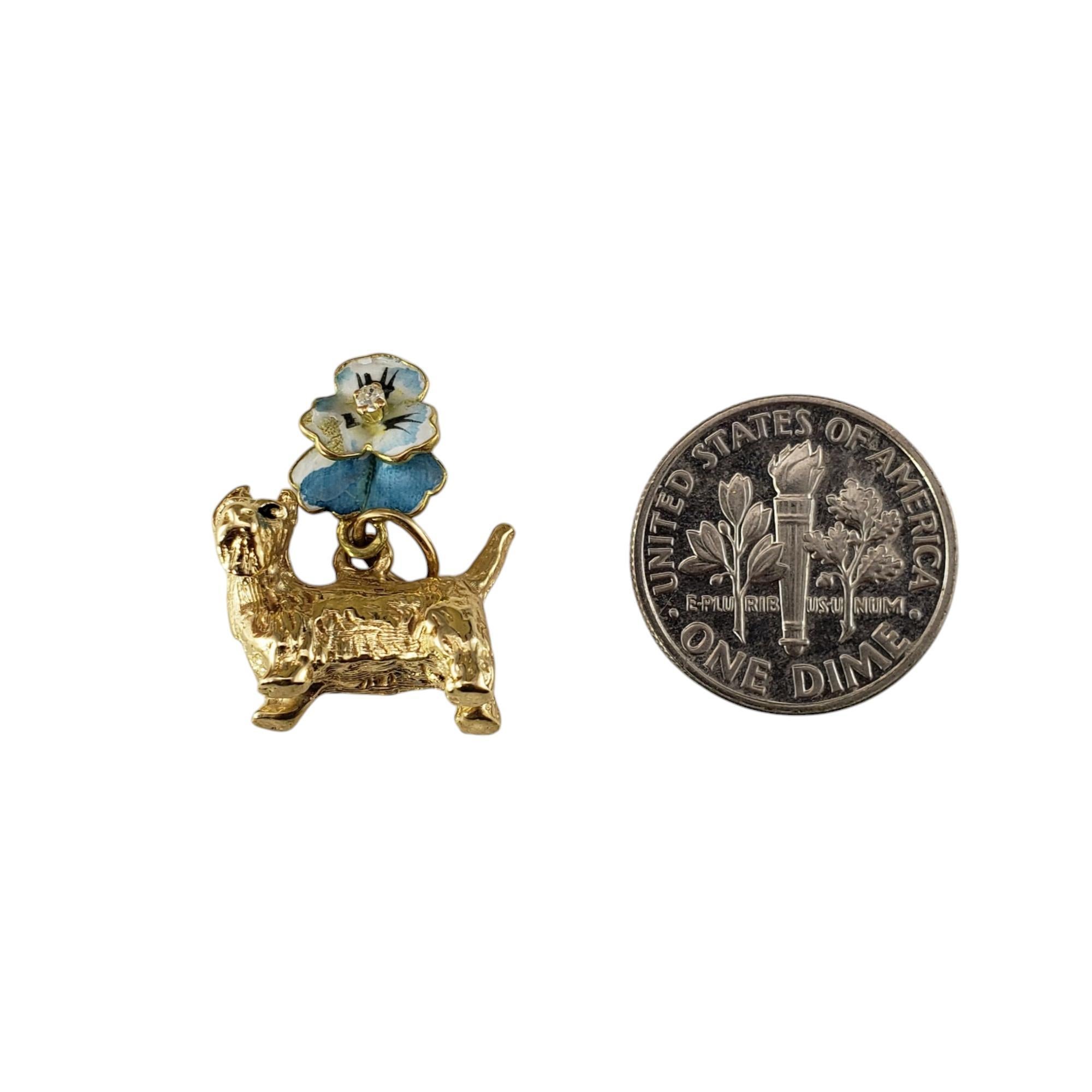 Charm con cane Scottie in oro giallo 14 carati e smalto #20022 In condizioni buone in vendita a Washington Depot, CT